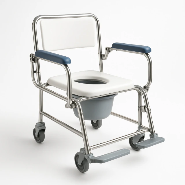 Cadeira sanitária em inox com apoios rebatíveis JCS-305